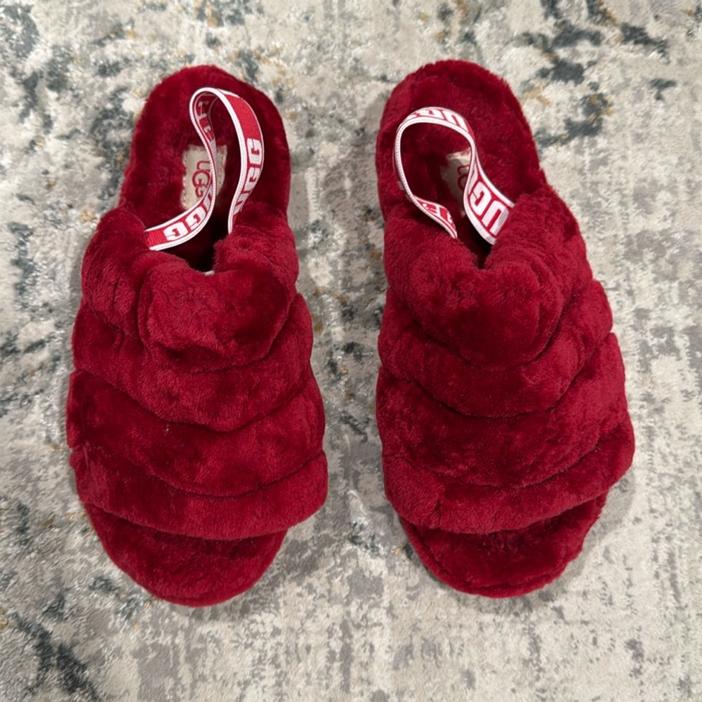 Women’s red Ugg slippers